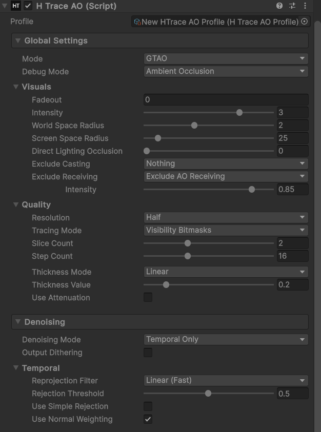 HTrace settings